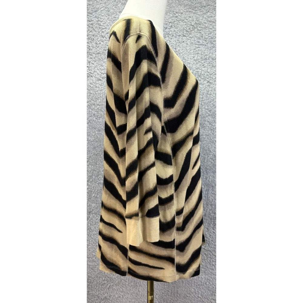 Lauren Ralph Lauren Womens 2X Zebra Henley Top Waffle Knit Cotton Plus Size - Picture 2 of 11